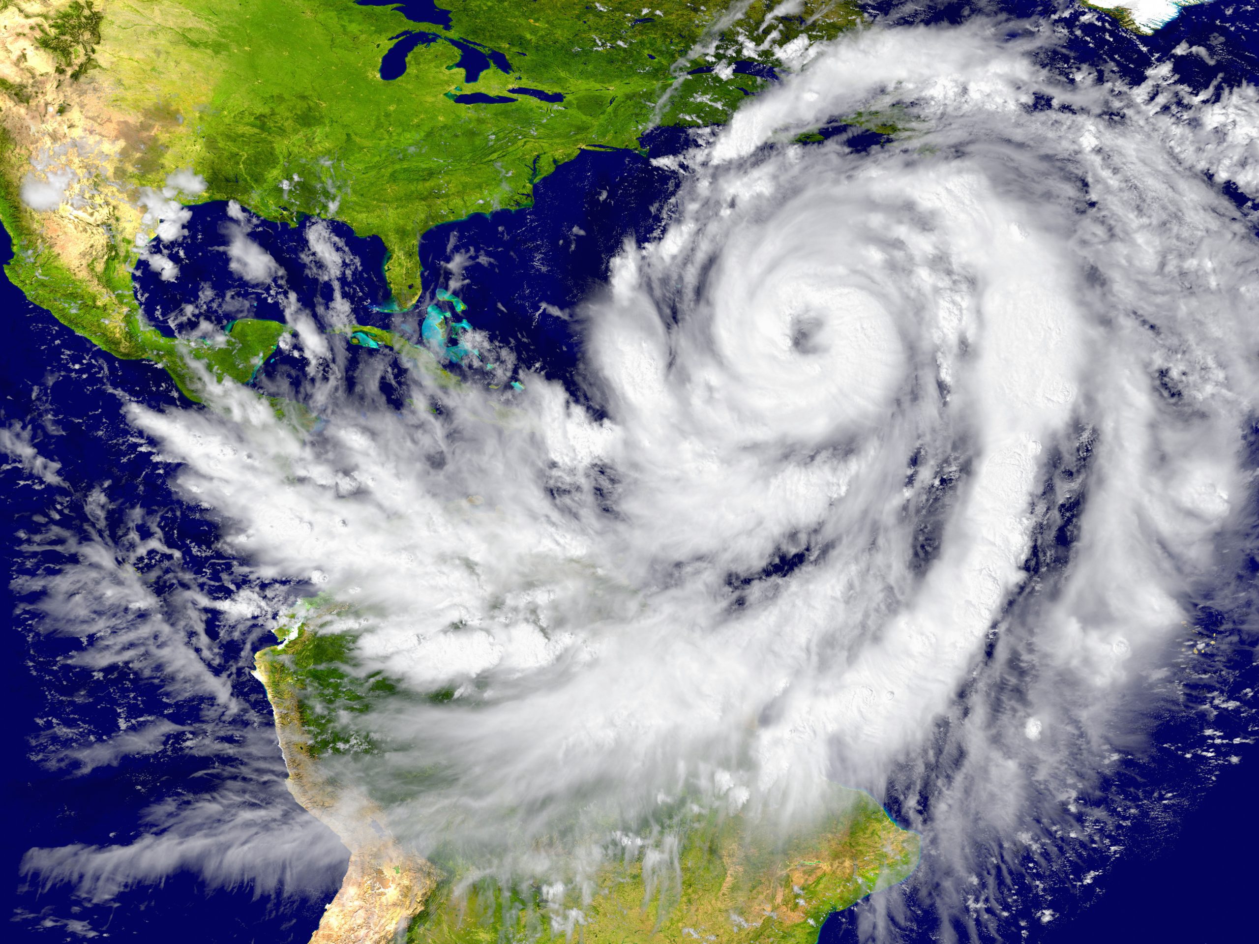 Enormous hurricane over the Atlantic. Elements of this image furnished by NASA